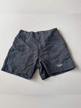 Palmyth Shorts Mens Size 34 Fishing Olive Boating Flat Front Pockets Nylon Chino
